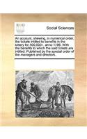 An account, shewing, in numerical order, the tickets intitled to benefits in the lottery for 500,000 l. anno 1786. With the benefits to which the said tickets are intitled. Published by the special order of the managers and directors.