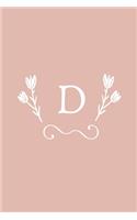 D: Monogram initial medium-lined notebook. Pink and white diary.
