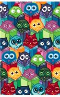 Lined Notebook A5 Size 110 Pages: Funny Ruled Journal. Cute Colorful Fun Cute Owls With Books 069 Unique Student Teacher Blank Scrapbook/ Composition/ Planner Great For Home School O