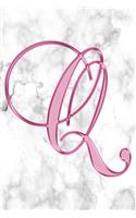 Q Journal: A Monogram Q Initial Capital Letter Notebook For Writing And Notes: Great Personalized Gift For All First, Middle, Or Last Names (Pink Gold White Ma
