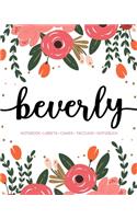 Beverly: Notebook - Libreta - Cahier - Taccuino - Notizbuch: 110 pages paginas seiten pagine: Modern Florals First Name Notebook in Coral, Pink & Orange on W