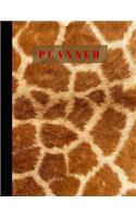 Planner: Giraffe Print Pattern Design Cover, Large Format 8.5"x11" Undated Monthly Scheduler with Daily Habit Tracker and Motivational Quotes