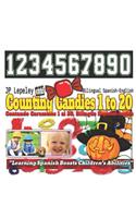 Counting Candies 1 to 20. Bilingual Spanish-English
