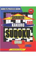 Adults puzzles book. Big Sukrokuro and Kakuro sudoku.