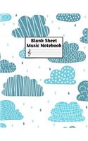 Blank Sheet Music Notebook: Easy Blank Staff Manuscript Book Large 8.5 X 11 Inches Musician Paper Wide 12 Staves Per Page for Piano, Flute, Violin, Guitar, Trumpet, Drums, Cell