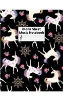 Blank Sheet Music Notebook: Easy Blank Staff Manuscript Book Large 8.5 X 11 Inches Musician Paper Wide 12 Staves Per Page for Piano, Flute, Violin, Guitar, Trumpet, Drums, Cell