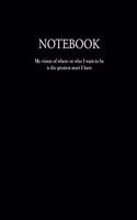 Notebook: Quote notebook, black background, 100 plain pages, large (8.5 x 11 inches)