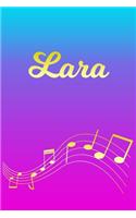 Lara: Sheet Music Note Manuscript Notebook Paper - Pink Blue Gold Personalized Letter L Initial Custom First Name Cover - Musician Composer Instrument Com