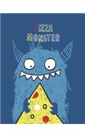 Pizza monster: Pizza monster on blue cover (8.5 x 11) inches 110 pages, Blank Unlined Paper for Sketching, Drawing, Whiting, Journaling & Doodling(6 Pizza Monster on Blue Sketchbook)