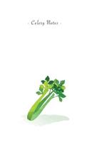 Celery Notes: 6"x9" Ruled Lined Notebook - Watercolor Texture Vegetable Plant Illustration Cover. Matte Softcover And White Interior Papers.