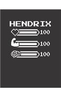 Hendrix: Pixel Retro Game 8 Bit Design Blank Composition Notebook College Ruled, Name Personalized for Boys & Men. Gaming Desk Stuff for Gamer Boys. Funny Co
