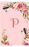 Monogram Initial Letter P Notebook for Women and Girls