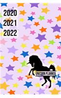 2020 2021 2022 Unicorn Planner: Colorful DatedUnicorn Weekly Planner Compact Handy Journal Notebook 7.44" x 9.69" 173 pages