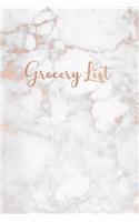 Grocery List: 52 Weeks, Notebook and Food Planner Journal - 2 Full Pages for each Week (104 Pages -Gift for Women)Soft White Marble and Rose Gold (104 pages - 6 x