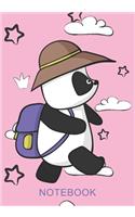 Notebook: Cute Panda with Backpack Pink Cover Notebook Journal Notebook Gift for Girls