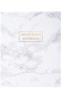 Graph Paper Notebook: Soft White Marble - 7.5 x 9.25 - 5 x 5 Squares per inch - 100 Quad Ruled Pages - Cute Graph Paper Composition Notebook for Children, Kids, Girls, Te