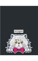 sketchbook by a madoo: Cat on black cover (8.5 x 11) inches 110 pages, Blank Unlined Paper for Sketching, Drawing, Whiting, Journaling & Doodling(3 Cat on Black Sketchbook)