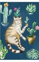 Cat Cactus - Catus Journal: 130 page 6X9 writing book; watercolor illustrations of tabby cat and cacti on the cover(1 Anna's Journals)