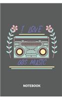 I Love 80s Music Notebook: Large 6x9 Classic 110 Dot Grid Pages Notebook for Notes, Lists, Musings, Bullet Journaling, Calligraphy and Hand Lettering or School.