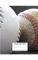 Composition Book 100 Sheets/200 Pages/8.5 X 11 In. College Ruled/ Two Baseballs: Writing Notebook Lined Page Book Soft Cover Plain Journal Sports & Recreation Softball Baseball