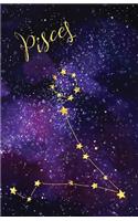 Journal Notebook Zodiac Sign Pisces Constellation: 162 Lined and Numbered Pages With Index Blank Journal For Journaling, Writing, Planning and Doodling.(Lined Journal)