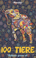Malbuch Grosse A4 - Mandala - 100 Tiere