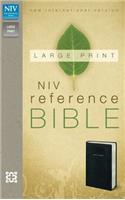 NIV, Reference Bible, Large Print, Leather-Look, Black, Red Letter Edition