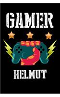 Gamer Helmut: Liniertes Notizbuch für deinen Vornamen