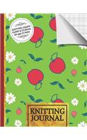 Knitting Journal: Apple and Flowers Knitting Journal for Women: Half Lined Paper, Half Graph Paper (4:5 Ratio) Perfect Knitting Gift