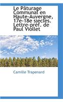 Le P Turage Communal En Haute-Auvergne, 17e-18e S Ecles. Lettre-PR F. de Paul Viollet