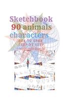 Sketchbook 90 Animals Charakters HOW TO DRAW STEP BY STAEP Template Inside