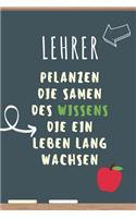 Lehrer Pflanzen Die Samen Des Wissens Die Ein Leben Lang Wachsen: A5 TAGEBUCH Geschenkidee für Lehrer Erzieher - Abschiedsgeschenk Grundschule - Klassengeschenk - Dankeschön - Lehrerplaner - Buch zum Schulabschluss