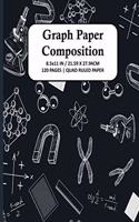 Graph Paper Composition Notebook: Quad Ruled 4x4 Grid Paper for Math & Science Students, School, College, Teachers - 4 Squares Per Inch, 120 Squared Sheets for Graphing ( Large, 8.5 