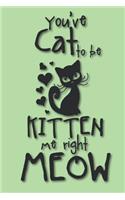 You've cat to be kitten me right meow: Notebook Blank Lined 6 x 9 inch @ 100 pages