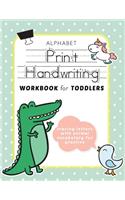 Alphabet Print Handwriting Workbook for Toddlers - tracing letters with animal vocabulary for practice