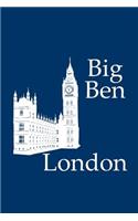 Big Ben in London - Lined Notebook with Navy Cover: 101 Pages, Medium Ruled, 6 x 9 Journal, Soft Cover