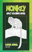 Adult Coloring Book Kawaii Animal - Large Print - Monkey