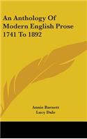 An Anthology Of Modern English Prose 1741 To 1892