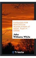 Passages for Practice in Translation at Sight