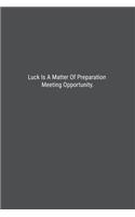 Luck Is A Matter Of Preparation Meeting Opportunity.