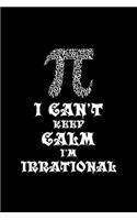 Pi Symbol I Can't Keep Calm I'm Irrational: Blank Paper Sketch Book - Artist Sketch Pad Journal for Sketching, Doodling, Drawing, Painting or Writing