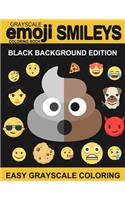 Grayscale Emoji Smileys Coloring Book: (Emoji Coloring Book) (Grayscale Coloring Book) (Emoji Stuff) (Black Background)