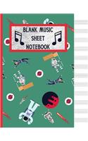 Blank Music Sheet Notebook: Gifts for space/music lovers; cute & elegant Viridian space 12 blank staves/staff sheets for music professionals, and students to write in.