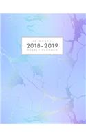 2018-2019 16 Month Weekly Planner: Blue Metallic Marble Daily and Monthly Academic Planner Yearly Schedule Journal Agenda (September 2018 - December 2019)