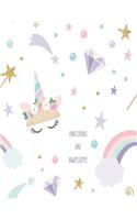 Unicorn are awesom: Unicorn are awesom on white cover and Dot Graph Line Sketch pages, Extra large (8.5 x 11) inches, 110 pages, White paper, Sketch, Draw and Paint(5 Unicorn Are Awesom on White Notebook)