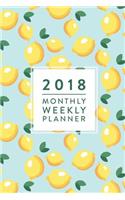 2018 Monthly Weekly Planner: Blue Lemons, 6"x9", January 2018 - December 2018