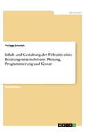 Inhalt und Gestaltung der Webseite eines Beratungsunternehmens. Planung, Programmierung und Kosten