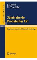 Séminaire de Probabilités XVI 1980/81