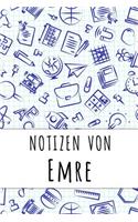 Notizen von Emre: Kariertes Notizbuch mit 5x5 Karomuster für deinen personalisierten Vornamen