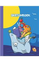 Sketchbook: Cool Blank Notebook for Sketching and Picture Space with Funny Shark, Unlined Paper Book for Drawing, Journaling and Doodling, Perfect for Creative 